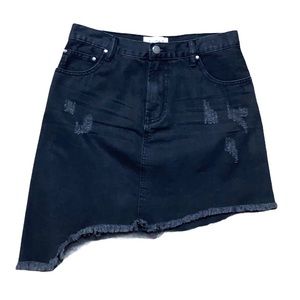 Black Distressed Asymmetrical Mini Skirt 29